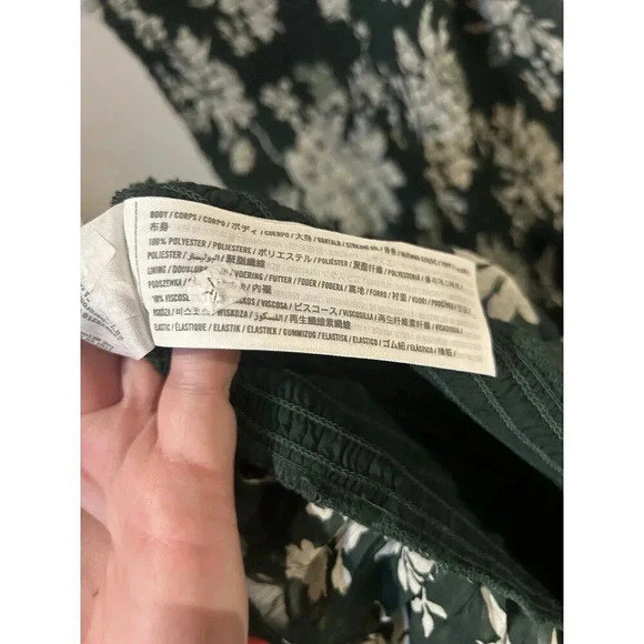 Abercrombie Size S Green Tie-Strap Floral Smocked Midi Dress - Picture 10 of 10